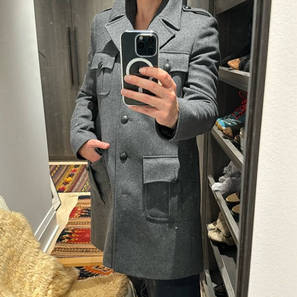 Pink Tartan military style coat/pea coat - Picture 9 of 13